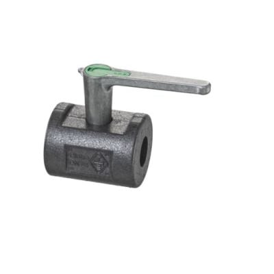 IMI TA Globo D-SB isoleringsskål i sort materiale med et sølvfarvet håndtag og grønne detaljer på hvid baggrund.