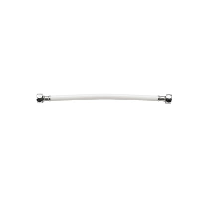 VAERK tilslutningsslange i hvid PVC med 1/2" messing møtrikker i begge ender, 400 mm lang.
