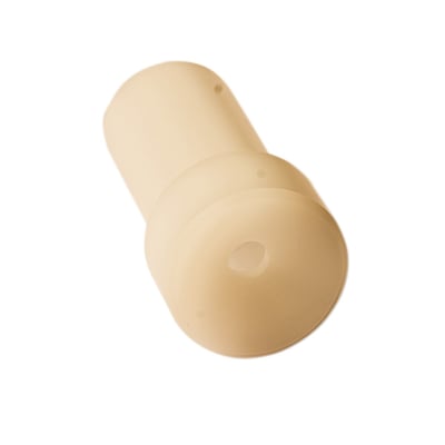 Diskret samlemuffe plug i lys beige plast, fra UTC Fire & Security, med synlige samlinger og en central åbning.