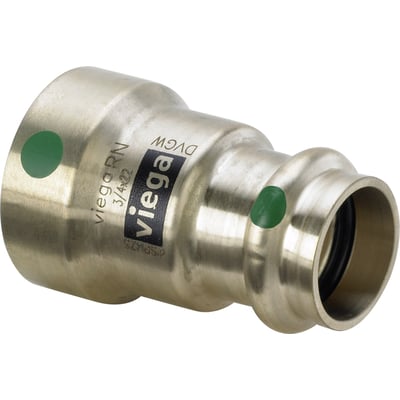 Viega Megapress overgang i rustfrit stål med 3/4" tilslutning og 18 mm presfitting.
