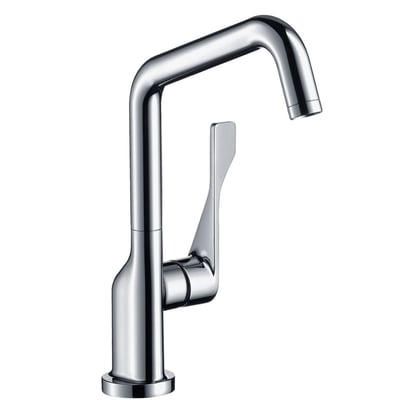 Hansgrohe Axor Citterio køkkenarmatur i krom med høj, svingbar tud og et enkelt greb, set skråt forfra.