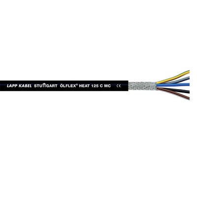 Lapp Ölflext Heat 125 C MC kabel med 2X1 ledere, viser den beskyttende ydre kappe og farvekodede ledere.