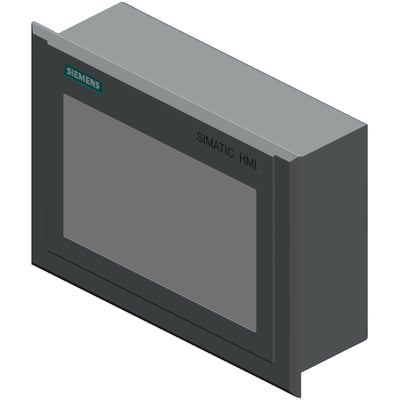 Siemens SIMATIC HMI TP1500 Comfort Outdoor touch panel set in a grey casing with a 15-inch widescreen display.