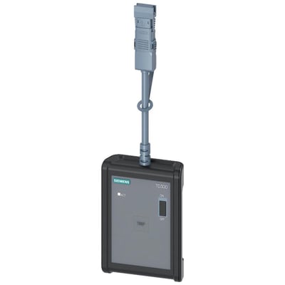 Siemens tripboks TD300 med tilslutningskabel til 3VA20-26 afbrydere, viser frontpanelet med knapper og logo.