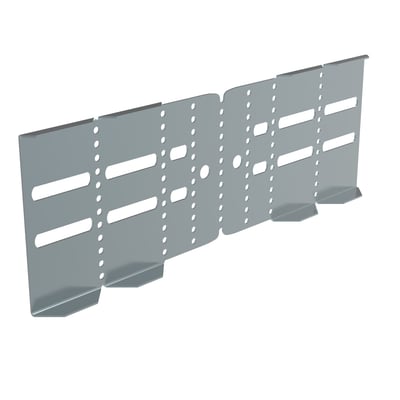 Legrand P31 koblingsbeslag, H100, multifunktionelt, lavet af varmgalvaniseret stål med mange monteringshuller.