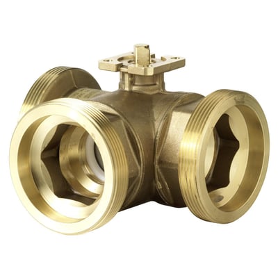 Siemens VBG60.50-73T 3-vejs kugleventil i messing med udvendigt gevind og T-boring, DN50, PN40.