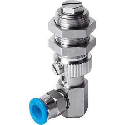 Festo holder ESH-HD-3-QS til vakuumsuger, med højdekompensator og vakuumtilslutning i siden, fremstillet i metal.