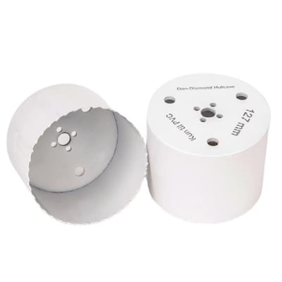 Dan-Diamond hulsav i hvid, HSS Bi-metal, 127 mm i diameter og 100 mm skæredybde, egnet til PVC.