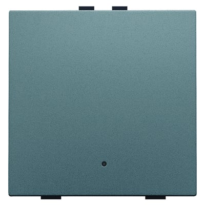 Niko Home Control 1-tryk i grå, med integreret LED-indikator og komfortsensor til temperatur og fugtighed.