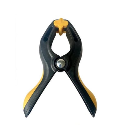 Ironside limklemme med 45 mm spændevidde, sort og gul med to lange greb og bevægelige bakker.