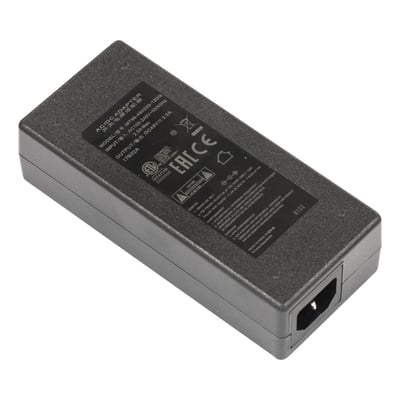 MikroTik 48V2A96W sort strømforsyning med stik, input 100-240V, output DC48V 2.0A.