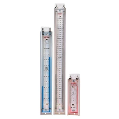 Kimo LU200 AWS10 urørsmanometer med 0-±100 mmH2O måleområde, vist sammen med to andre modeller.
