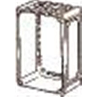 Skematisk tegning af Fibox EK SOLID kassebund i grå, der viser dens dimensioner og struktur.