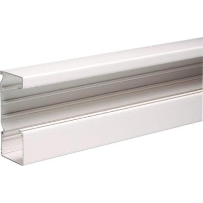 Detaljeret billede af Schneider Electric installationskanal TEK-U161-3, fremviser den hvide PVC-overflade og interne opdelinger.