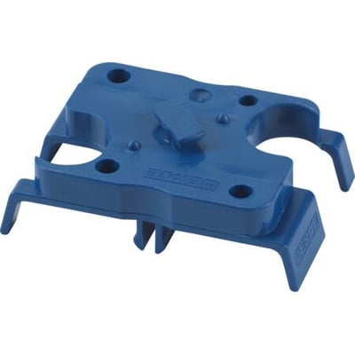 Hager fod til 18mm Clic'line dåse, blå kunststof, designet til planforsænkede installationskanaler.