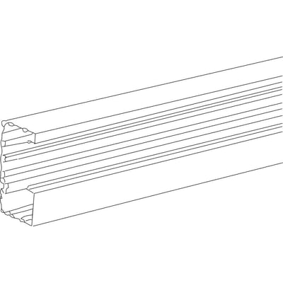 Detaljeret skitse af Schneider Electric FrontLine installationskanal, der viser den eloxerede aluminiumsoverflade og profilens indvendige struktur.