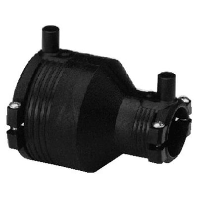 Georg Fischer El-reduktionsmuffe PE, SDR11, 225/160mm. Muffen er sort, fremstillet af PE100 materiale og har to svejsezoner med svejseindikator.