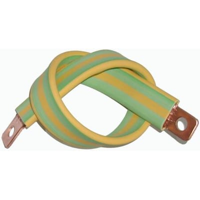 Cubic Cu-flex skinne PE-FB50288 snoet sammen, med synlige kobberterminaler i hver ende.