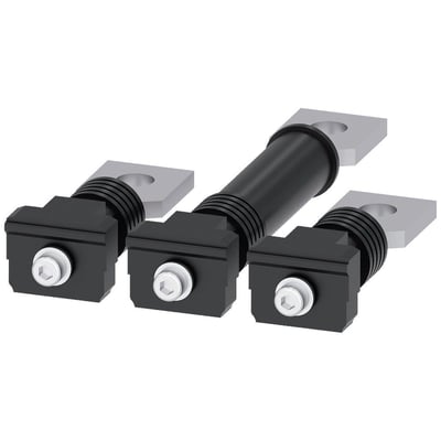 Siemens bagtilslutnings stud flad til 3VA20/21/22 afbrydere, vist som et sæt af tre stykker med grå metalterminaler.