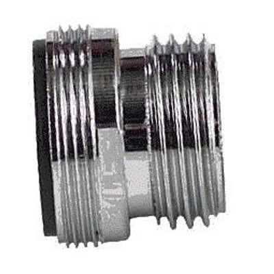 Neerskov overgangsnippel i krom, 24mm x ½", vist fra siden med tydelige gevind på begge ender.
