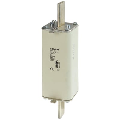 Siemens SITOR sikringsforbindelse 63A, 1500V a.c., model 3NE5 318 med hurtig sluk-karakteristik for effekthalvledere.