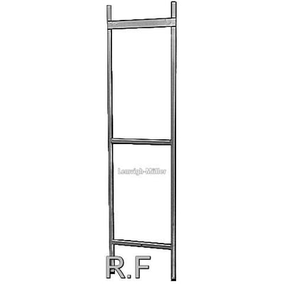 Linjetegning af Metro Therm H-stativ til 160 liters cabinet vandvarmer, med teksten Lumsvigh-Müller og R.F. synlig.