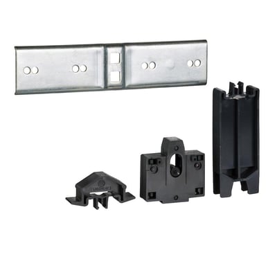 Schneider Electric mekanisk spærring til LC1/LP1D80-95 kontaktorer, viser de individuelle dele og monteringspladen.