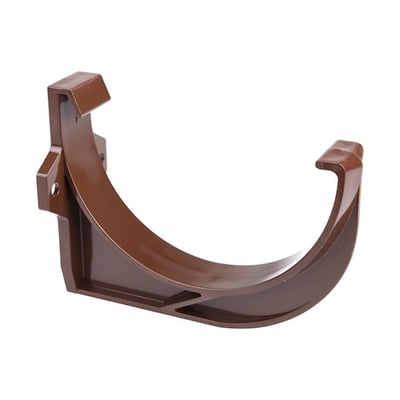 Plastmo konsoljern i brun plast, 10" rund model med solid fastgørelse til tagrender.