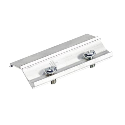 Schneider samlestykke INKA-SSJ i aluminium med to skruer, designet til at samle INKA kanaler og sikre potentialudligning. Det måler 80mm i frontbredde.