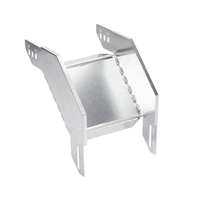 Wibe udvendig bøjning på 90 grader til 150 mm gitterbakker i FZS materiale med monteringshuller.