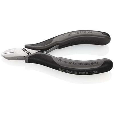 Knipex elektronik-skævbider ESD 115mm med tofarvede greb og spejlpoleret hoved.