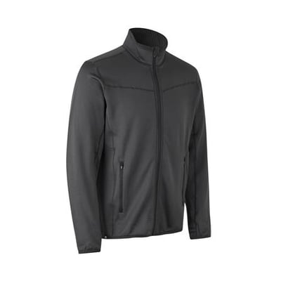 ID Identity koksgrå herre cardigan i størrelse 4XL med lynlås og sidelommer i sporty stretchmateriale.