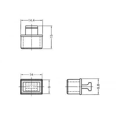 Tekniske tegninger af DeLock SFP dust cover, der viser dimensioner i millimeter og forskellige vinkler.