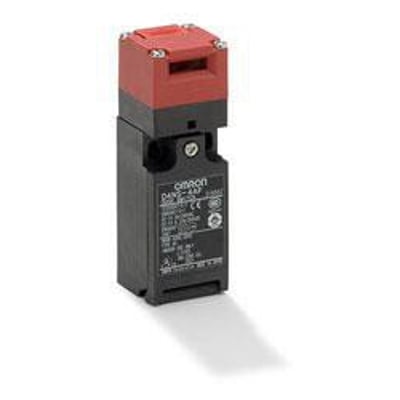 Omron D4DS-K2 D4NS-SK30 slide nøgle med beskyttelsesdæksel, en sort enhed med rød top og tydelige mærker.