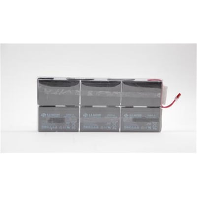Eaton Easy Battery+ udskiftningsbatteripakke til 5P 1550i Rack1U med seks batterier og rød tilslutningsledning.