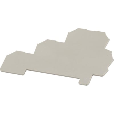 Weidmüller endeplade AP DLD 2.5/PE DB i beige farve, 2.5mm², isoleret på hvid baggrund.