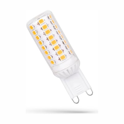 SpectrumLED G9 LED-pære på 4,5 W med hvid sokkel og synlige LED-elementer under klar kappe.