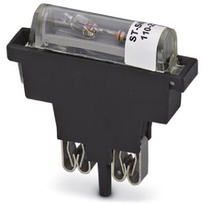 Phoenix Contact ST-SILED 24 sikringsstik med 400V mærkespænding og 6,3A mærkestrøm, i sort plast med transparent beskyttelse.