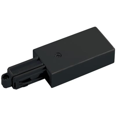 Square 1F 230V tilslutning i sort plast med synlig skrue på oversiden og monteringsdetaljer i front.