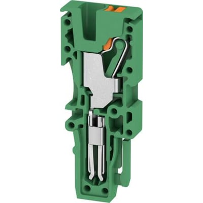 Grøn Weidmüller stik APG 2.5 L GN med PUSH IN teknologi og synlig fjederklemme, ideel til 0.5-2.5mm² ledninger.