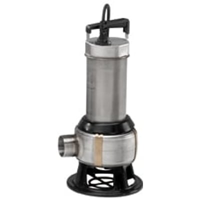 Grundfos AP35B.50.08.3 spildevandspumpe i rustfrit stål med 2" nippel og 5m kabel, 400V, på hvid baggrund.