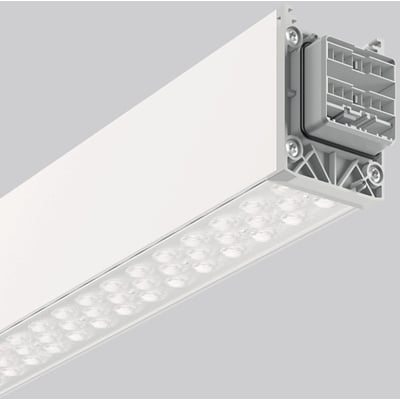 RZB Linedo 21W LED armatur i hvid med 3350 lumen og 4000K lysfarve, vist med synlig LED-modul og stikforbindelse.