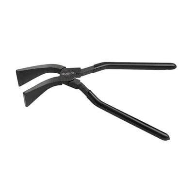 Ironside falstang med buede kæber i 45° vinkel, sort greb og 280 mm længde, vist åben skråt oppefra.