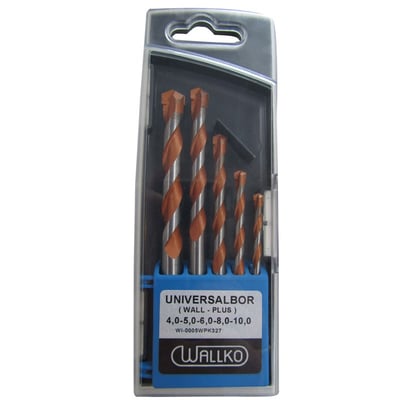 Thürmer murborsæt WPK327 med 5 stk. universalbor i størrelserne 4-10mm, pakket i klar plastæske.