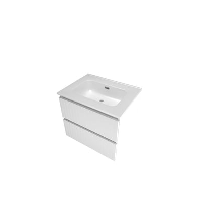 Sanibell Proline møbelsæt i mathvid med 2 softclose skuffer, måler 61x46 cm.