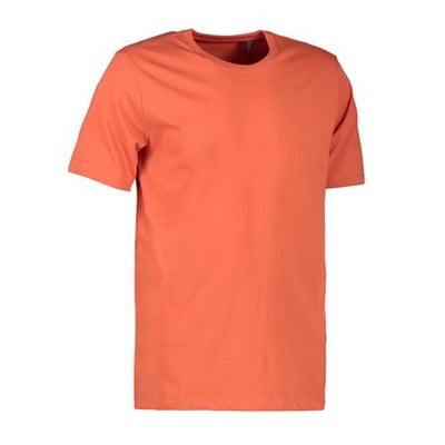 ID Identity økologisk T-shirt i koralfarve, størrelse 3XL, med klassisk rund hals og korte ærmer, vist på hvid baggrund.