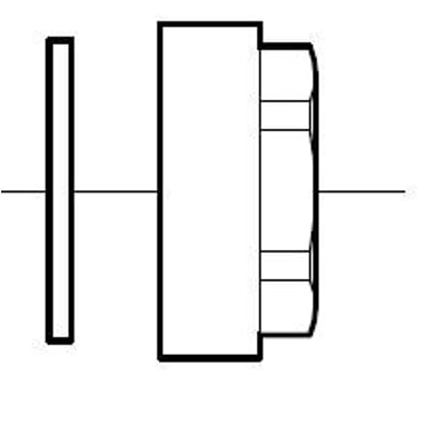 Teknisk tegning af Kierulff Gabotherm slutmuffe med 3/4" indvendigt gevind, viser dimensioner og samlingsdetaljer.
