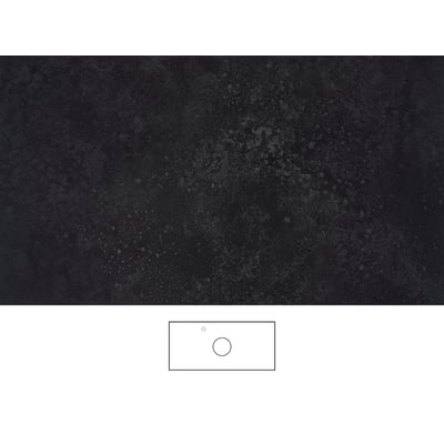 Svedbergs mørke grafitbordplade på 101 x 46 cm med tekstureret overflade og skitse af armaturhul V.