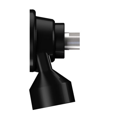 Baier støvadapter til dåsesænkerbor i sort plast, med indføring til bor på Ø 68, 79 og 82 mm.