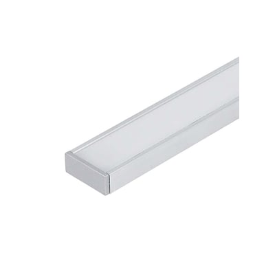 Afsluttet ende af LightSolutions aluprofil Model S med en integreret diffusor, der skaber et ensartet lys.